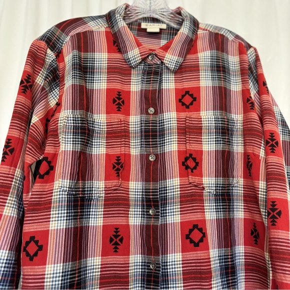Ariat Shirt Womens XXL Button Up Plaid Southwestern Aztec 100% Cotton Woven - Picture 3 of 7